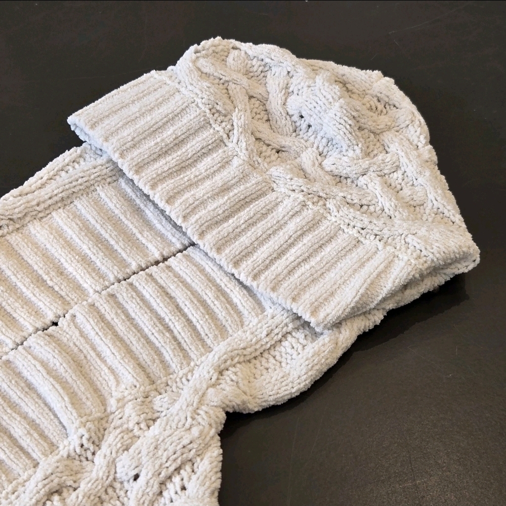 Open Cardigan Sweater S Cream Chunky Knit Thick Waffle Fisherman Derek Heart - Picture 5 of 13